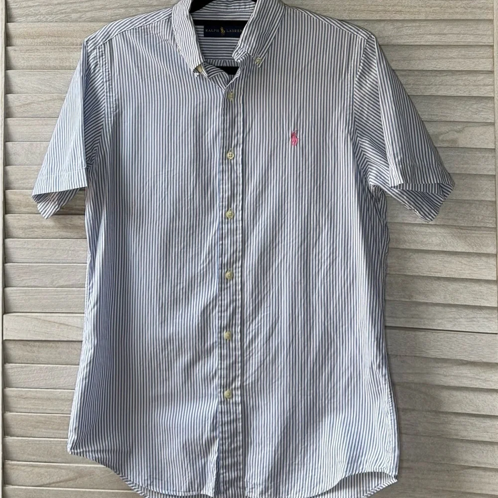 Polo Ralph Lauren Blue Striped Button Up Shirt. Small Great Condition Preppy